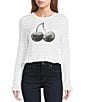 Miss Chievous Cherry Graphic Shirred Long Sleeve Top - Image 1