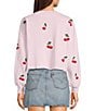 Miss Chievous Crew Neck Cherry Embroidered Long Sleeve Top, Color:Primrose Print - Image 2