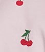 Miss Chievous Crew Neck Cherry Embroidered Long Sleeve Top, Color:Primrose Print - Image 4