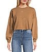 Miss Chievous Crew Neck Western Embroidered Long Sleeve Top, Color:Chocolate Brown - Image 1