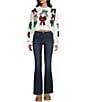 Miss Chievous Embroidered Sequin Bow Long Sleeve Cropped Pullover, Color:Winter White - Image 3