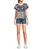 Miss Chievous Short Sleeve Sequin-Front USA T-Shirt, Color:White/Silver - Image 3