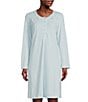 Color:Powder Blue - Image 1 - Brushed Honeycomb Knit Short Solid Nightgown