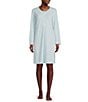Color:Powder Blue - Image 3 - Brushed Honeycomb Knit Short Solid Nightgown
