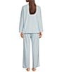 Color:Powder Blue - Image 2 - Brushed Honeycomb Solid Knit Pajama Set