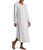 Miss Elaine Brushed Solid Honeycomb Knit Long Gown - Image 1
