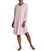 Miss Elaine Brushed Solid Honeycomb Knit Short Nightgown - Image 1