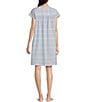 Color:Blue/Pink Multi Plaid - Image 2 - Woven Cottonessa Round Neck Short Sleeve Plaid Short Nightgown