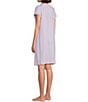Color:Lavender Foulard - Image 4 - Cottonessa Geometric Print Button Front Round Neck Short Sleeve Short Nightgown