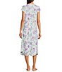 Color:Lavender Flowers - Image 2 - Cottonessa Knit Floral Print Short Sleeve Long Nightgown