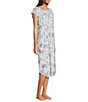 Color:Lavender Flowers - Image 3 - Cottonessa Knit Floral Print Short Sleeve Long Nightgown