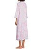 Color:Pink/Blue Large Flowers - Image 4 - Floral Cotton Sateen Woven Long Zip Robe