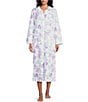Color:Lavender Flowers - Image 1 - Floral Quilt-In-Knit Round Neck Side Pocket Long Zip Robe