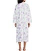 Color:Lavender Flowers - Image 2 - Floral Quilt-In-Knit Round Neck Side Pocket Long Zip Robe