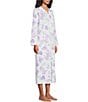 Color:Lavender Flowers - Image 3 - Floral Quilt-In-Knit Round Neck Side Pocket Long Zip Robe