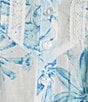 Color:Blue Garden - Image 3 - Garden Print Short Sleeve Round Neck Cotton Woven Long Nightgown