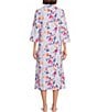 Color:Multi Painted Floral - Image 2 - Interlock Knit 3/4 Sleeve Long Zip-Front Floral Print Robe