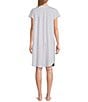 Color:Lilac - Image 2 - Knit Short Sleeve V-Neck Short Nightgown