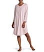 Miss Elaine Petite Size Brushed Solid Honeycomb Knit Short Nightgown - Image 1