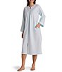Miss Elaine Petite Size Long Sleeve Round Neck Brushed Back Terry Knit Long Zip Robe - Image 1