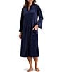 Miss Elaine Petite Size Solid Luxe Fleece Long V-Neck Zip-Front Robe - Image 1