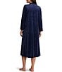 Miss Elaine Petite Size Solid Luxe Fleece Long V-Neck Zip-Front Robe - Image 2