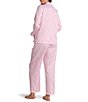 Miss Elaine Petite Solid Long Sleeve Notch Collar Brushed Back Satin Long Pajama Set - Image 4