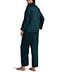 Miss Elaine Petite Solid Long Sleeve Notch Collar Brushed Back Satin Long Pajama Set - Image 2