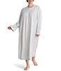 Miss Elaine Plus Size Brushed Solid Honeycomb Knit Long Night Gown - Image 1