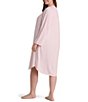 Miss Elaine Plus Size Brushed Solid Honeycomb Knit Short Nightgown - Image 2