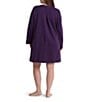 Miss Elaine Plus Size Quilt In Knit Solid Long Sleeve Short Snap Robe - Image 2