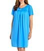 Color:Sapphire - Image 1 - Plus Size Jewel Neck Tricot Short Nightgown