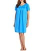 Color:Sapphire - Image 2 - Plus Size Jewel Neck Tricot Short Nightgown
