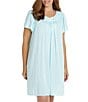 Color:Seafoam - Image 1 - Plus Size Jewel Neck Tricot Short Nightgown