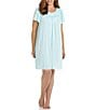 Color:Seafoam - Image 2 - Plus Size Jewel Neck Tricot Short Nightgown