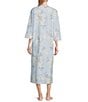 Color:Blue Bouquets - Image 2 - Quilt-In-Knit Bouquet Printed Long Zip Robe