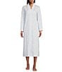 Color:Powder Blue Print - Image 1 - Quilt-In-Knit Long Zip-Front Rosewood Print Robe