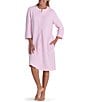 Miss Elaine Quilt-In-Knit Solid 3/4 Sleeve Short Snap Robe - Image 3