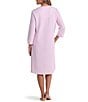 Miss Elaine Quilt-In-Knit Solid 3/4 Sleeve Short Snap Robe - Image 4