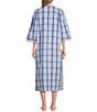 Color:Navy/Pink/Turquoise Plaid - Image 2 - Robe Seersucker Long Plaid Zip-Front Robe