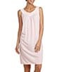 Color:Pink - Image 1 - Floral Embroidered Sleeveless Round Neck Nightgown