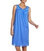 Color:Sapphire Blue - Image 1 - Floral Embroidered Sleeveless Round Neck Nightgown
