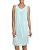 Color:Seafoam Green - Image 1 - Floral Embroidered Sleeveless Round Neck Nightgown