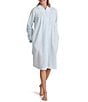 Miss Elaine Solid V-Neck Long Sleeve Brushed Back Terry Knit Short Snap Robe - Image 1