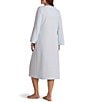Miss Elaine Solid Long Sleeve Round Neck Brushed Back Terry Knit Long Zip Robe - Image 2