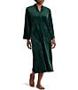 Miss Elaine Solid Luxe Fleece Long V-Neck Zip-Front Robe - Image 1