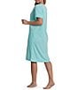 Miss Elaine Solid Terry Knit Short Sleeve V-Neck Short Snap Robe - Image 4