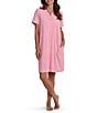 Miss Elaine Solid Terry Knit Short Sleeve V-Neck Short Snap Robe - Image 1