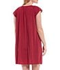 Color:Dark Cherry - Image 2 - Embroidered Flutter-Sleeve Short Nightgown