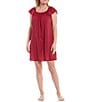Color:Dark Cherry - Image 3 - Embroidered Flutter-Sleeve Short Nightgown